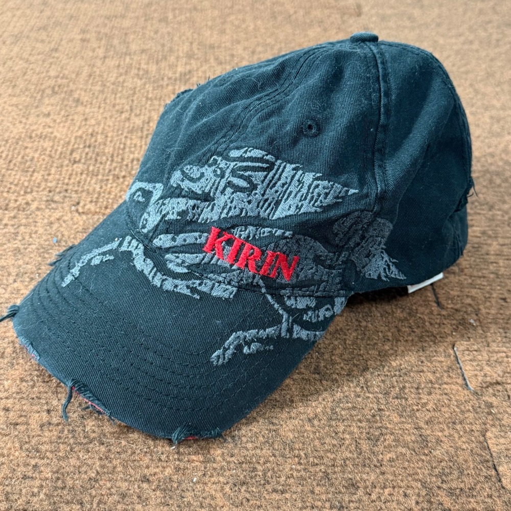 Vintage 2007 Kirin Beer Hat Anheuser-Busch Distressed Dragon Black Baseball Cap